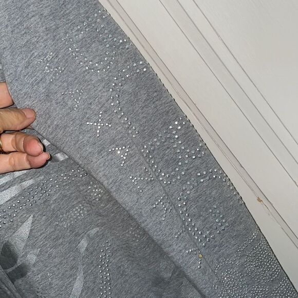 BCBG Max Azria gray/silver with bling cotton/spandex knit jacket - Picture 5 of 11